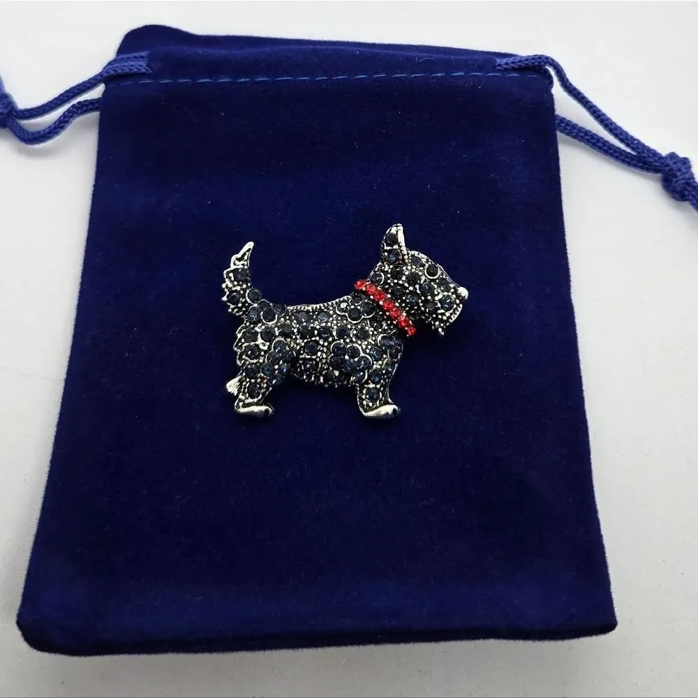 Westie Scottish Terrier Rhinestone Brooch Crystal Lapel Pin NWT Cute Scotty Dog